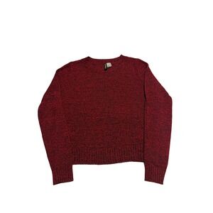 H&M Divided Red Black Marled Knit Crewneck Sweater XS Long Sleeve Soft Acrylic